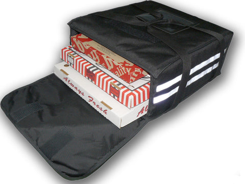 3 Box Pizza Bag (black with reflector tape)